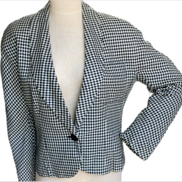 VTG Breckenridge ILGWU Houndstooth Black & White Blazer Sz 8 68G - Picture 2 of 10